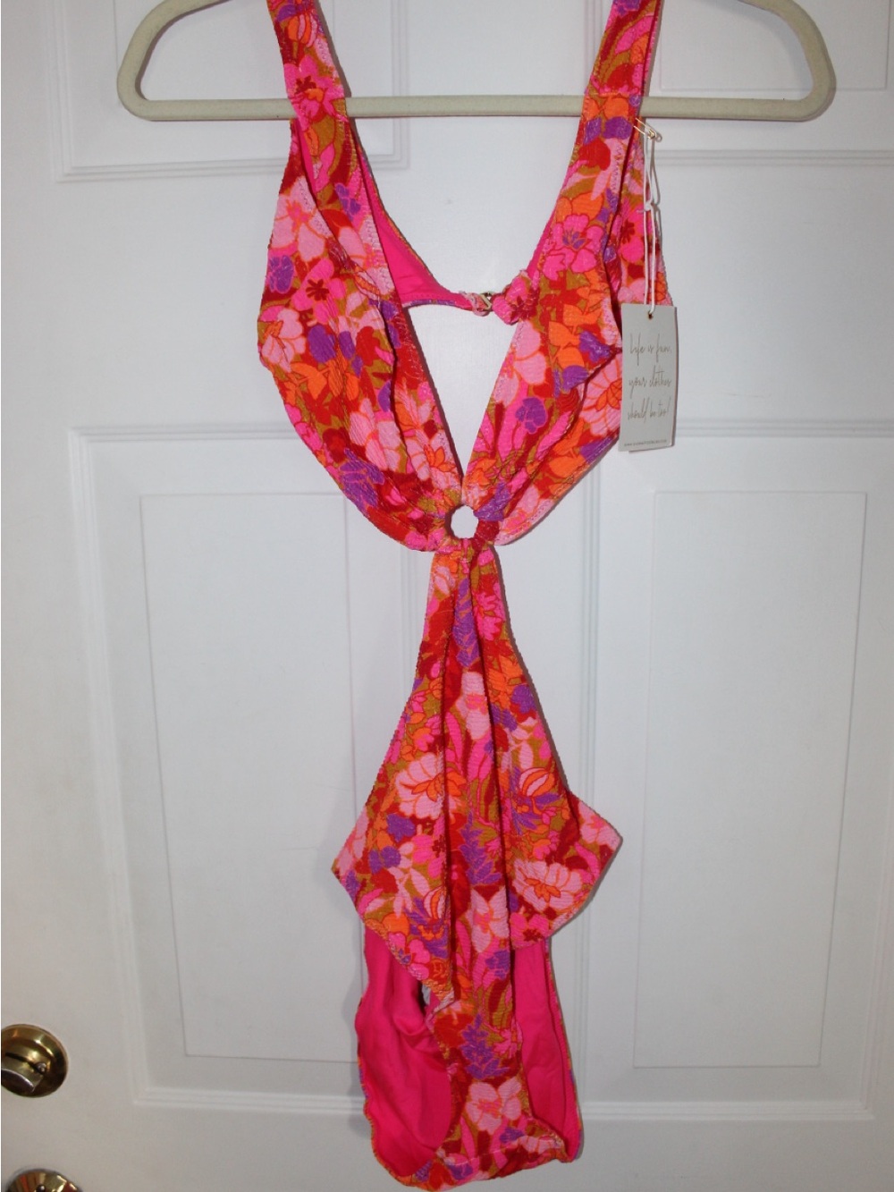 Show Me Your MuMu Pink Orange Floral One-Piece Swimsuit